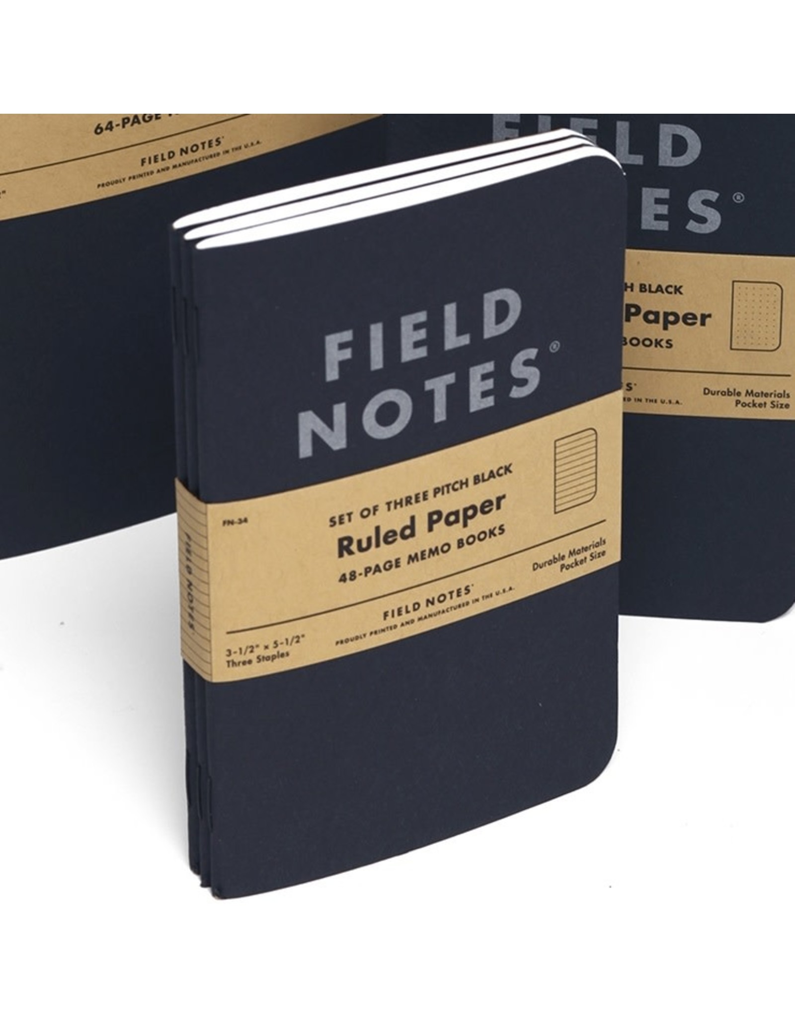 Field Notes Brand Pitch Black Ruled Memo Book 3-Pack