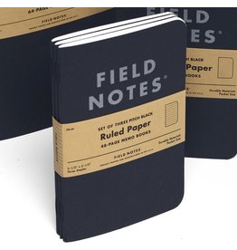 Field Notes Brand Pitch Black Ruled Memo Book 3-Pack