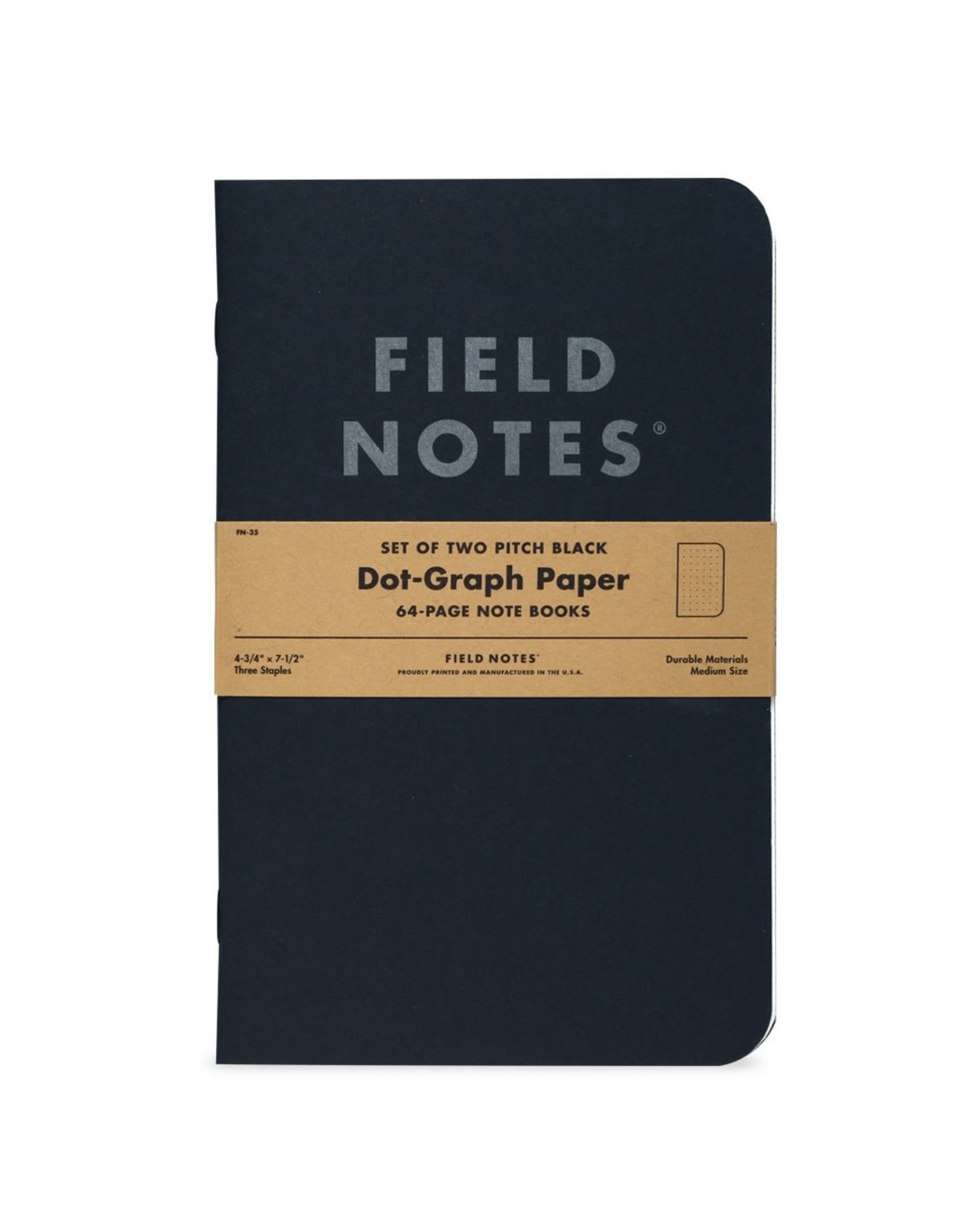 Field Notes Brand Pitch Black Note Book Dot-Graph 2-Pack