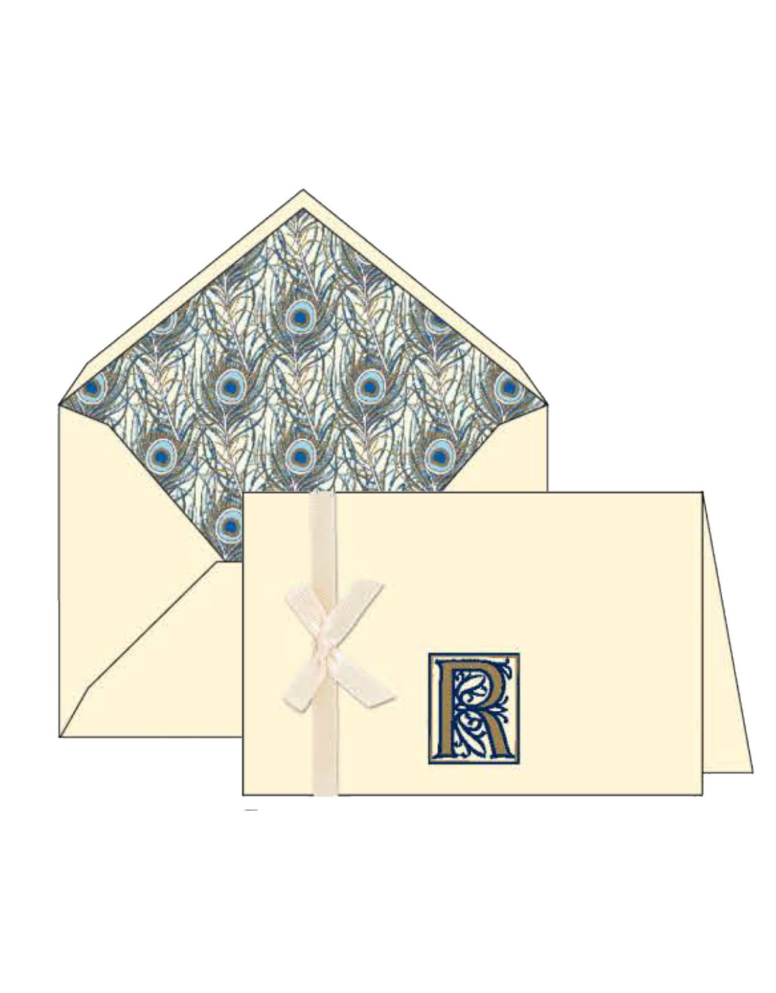 Rossi R Initial Cards Box of 10 with Lined Envelopes