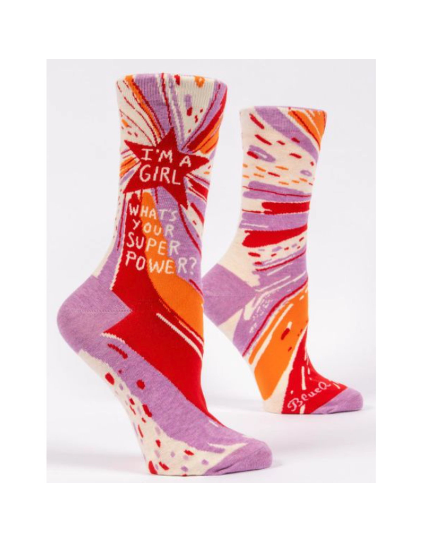 Blue Q I'm A Girl, What's Your Superpower? Women's Crew Socks