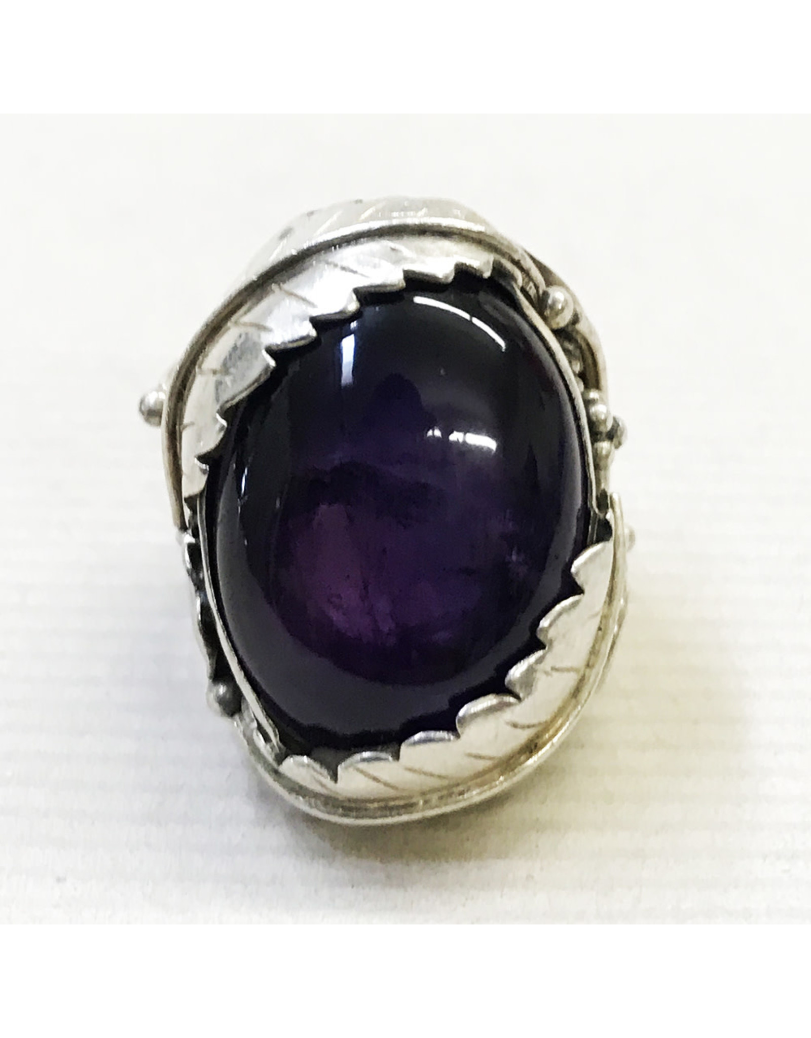 Large Amethyst Native American Ring Size 5¾