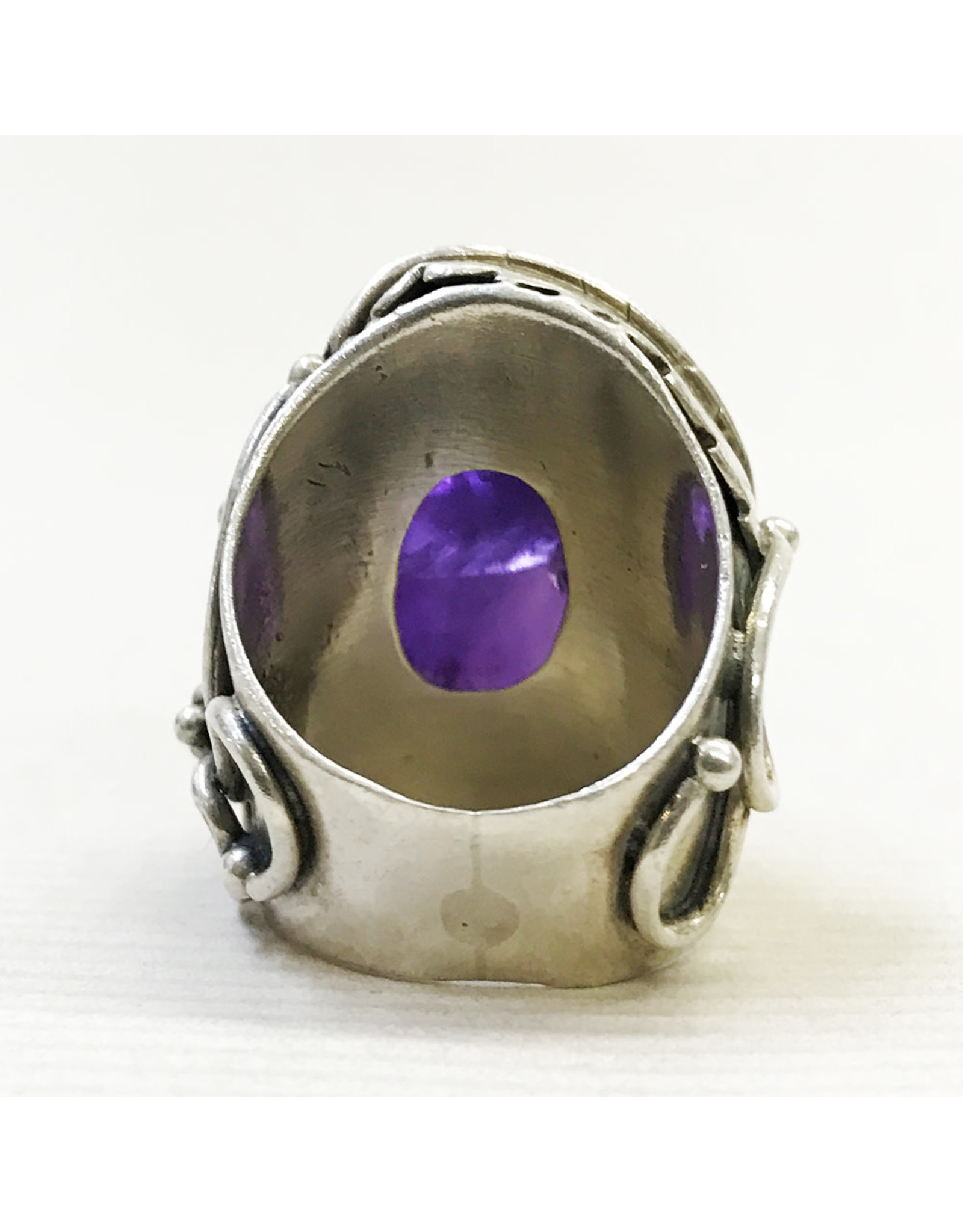 Large Amethyst Native American Ring Size 5¾