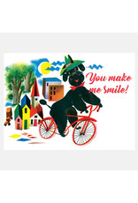 Laughing Elephant Poodle on a Bicycle Notecard A7 Friendship