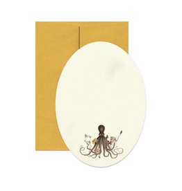 Open Sea Design Co. Octopus with Flowers A7 Oval Flat Everyday Notecard