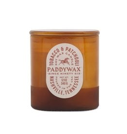 Paddywax Tobacco & Patchouli Vista 12oz Amber Glass Candle