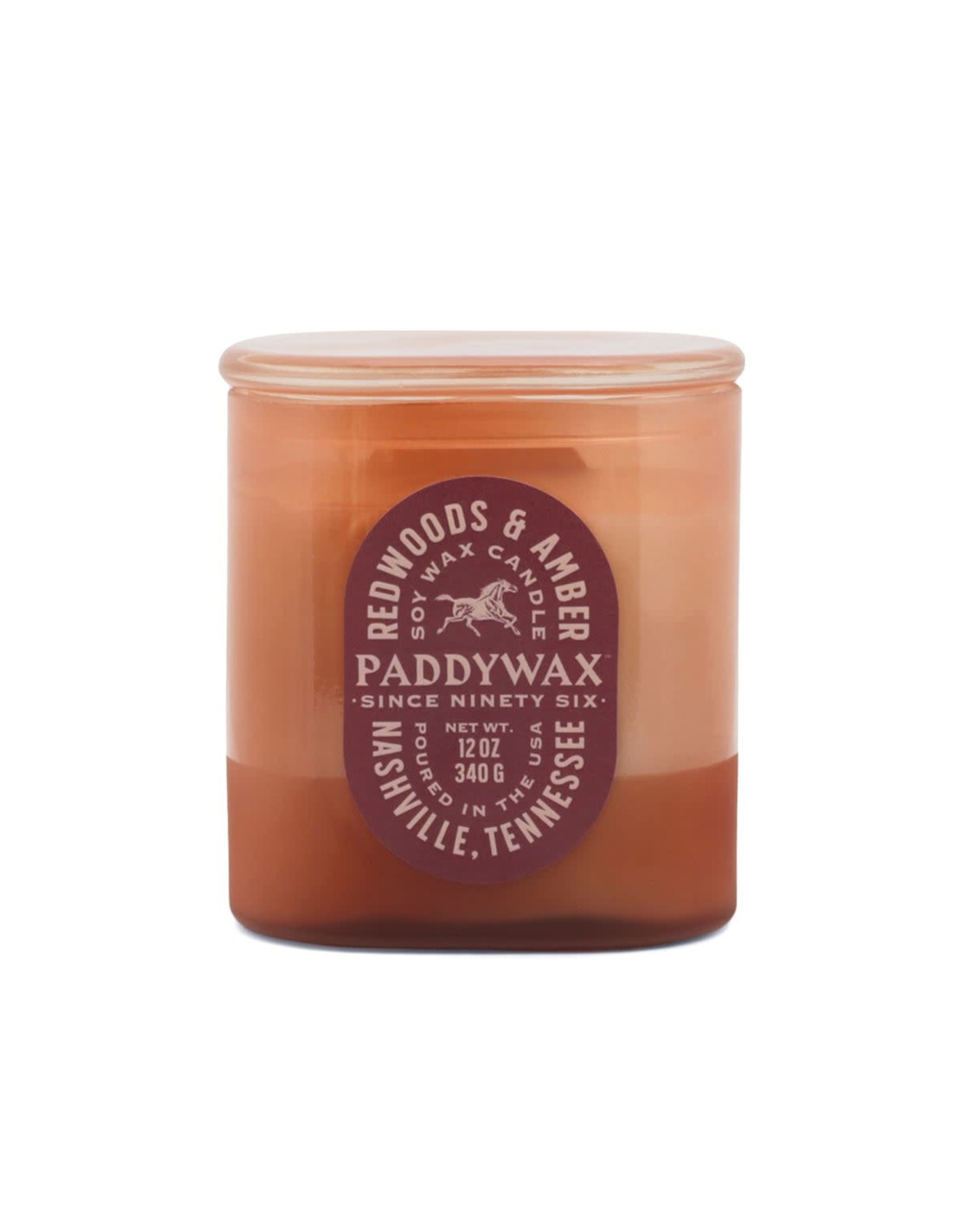 Paddywax Redwoods & Amber Vista 12oz Rusty-Pink Glass Candle