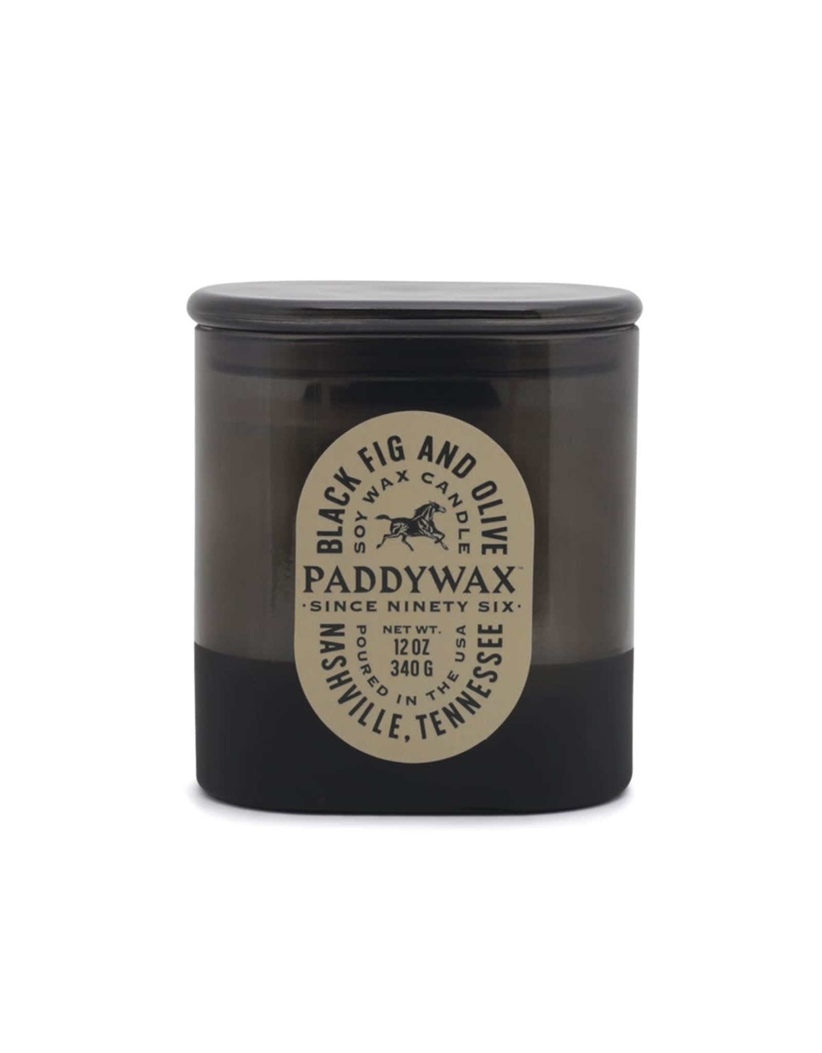 Paddywax Black Fig & Olive Vista 12oz Black Glass Candle