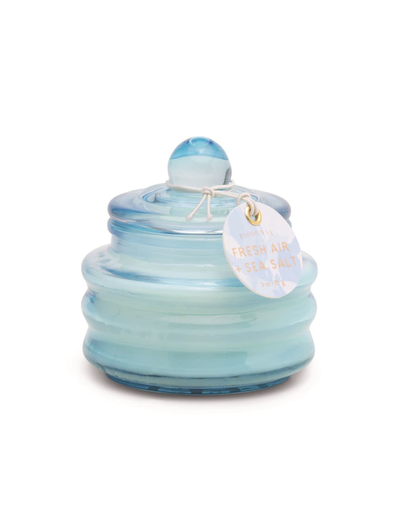 Paddywax Fresh Air + Sea Salt Beam 3oz Sky-Blue Glass Candle