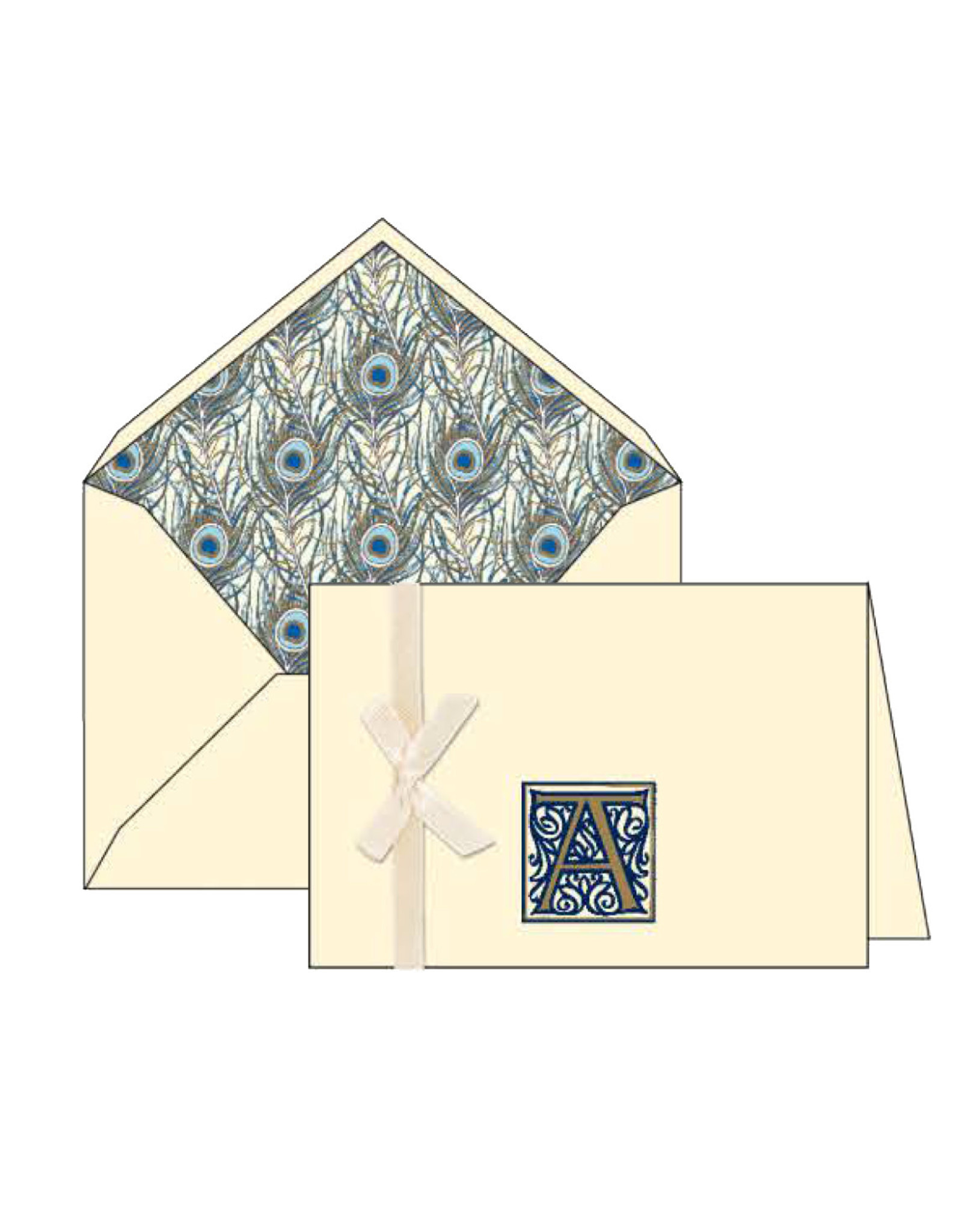 Rossi A Initial Cards Box of 10 with Lined Envelopes