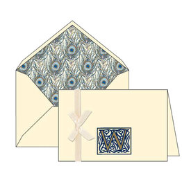 Rossi W Initial Cards Box of 10 with Lined Envelopes