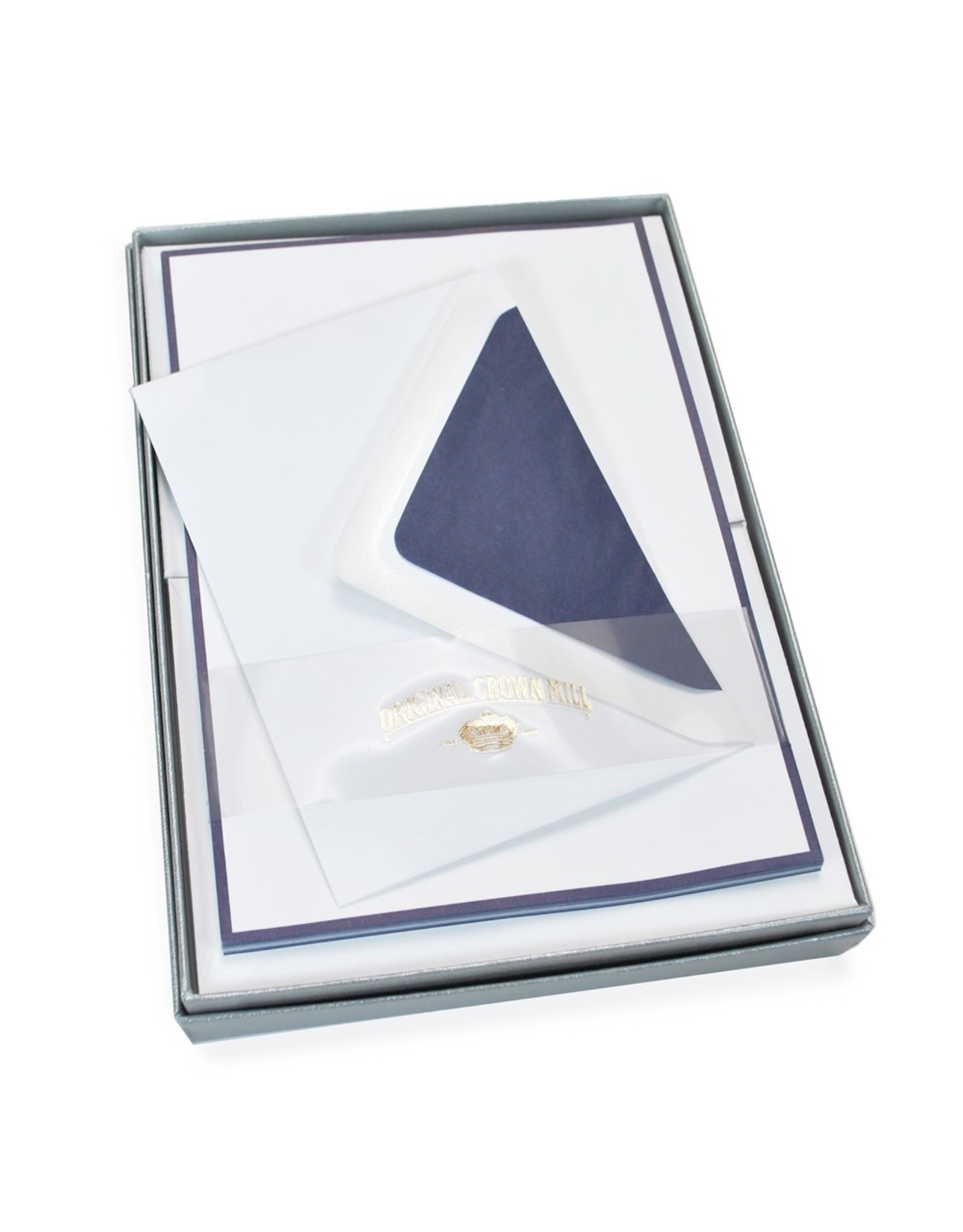 Original Crown Mill Cream and Navy Bi-Color A5 Correspondence Box