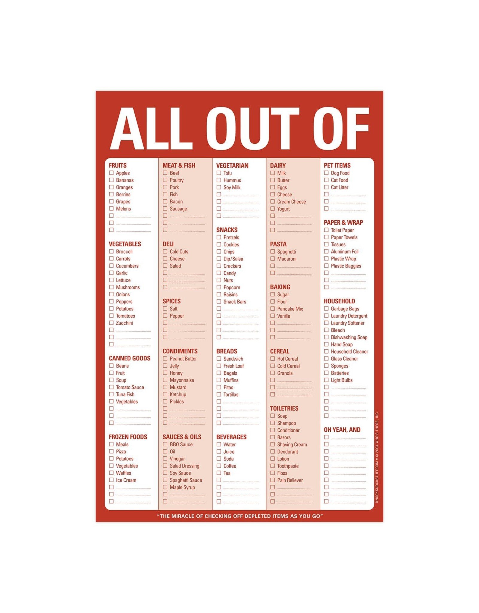 Knock Knock All Out Of (Red) List Pad with Magnet