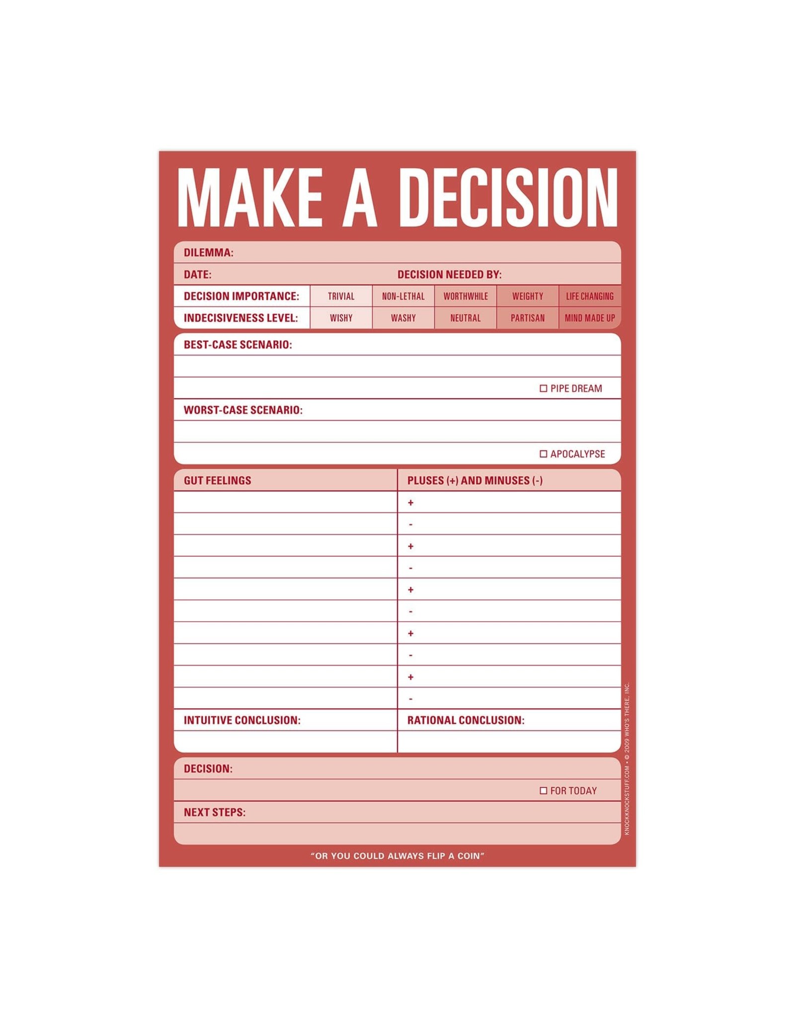 Knock Knock Make a Decision List Pad