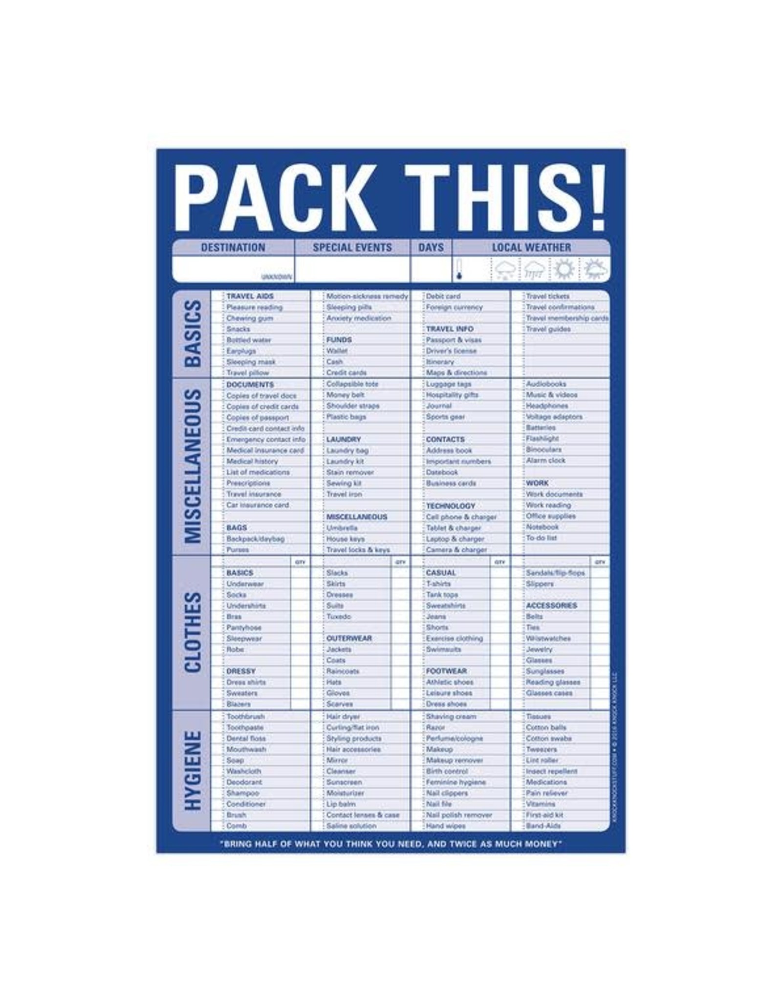 Knock Knock Pack This! List Pad