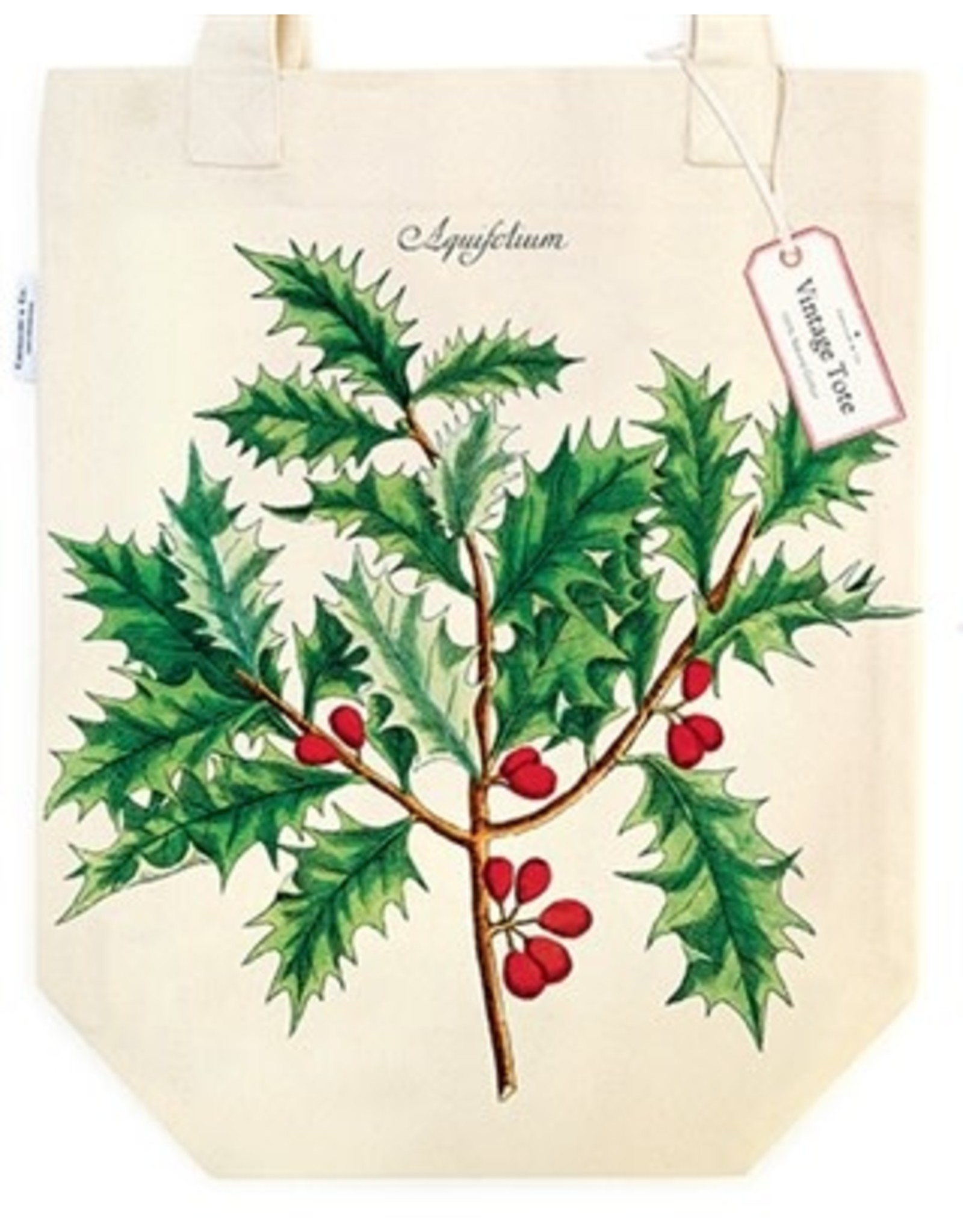 Cavallini Papers & Co. Holly Christmas Tote Bag