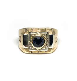 14K Gold & Sapphire Art Deco Men's Ring