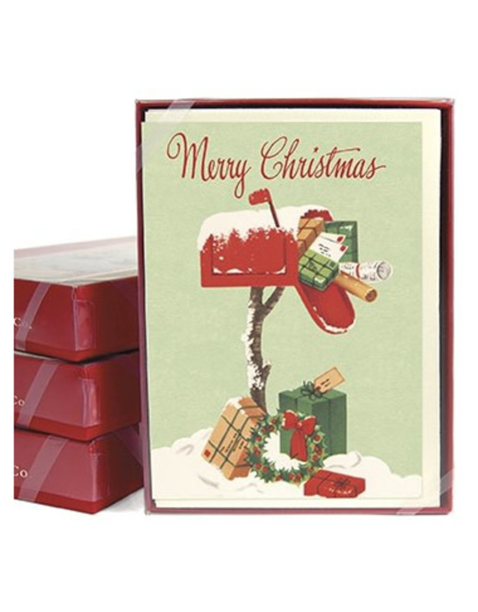 Cavallini Papers & Co. Christmas Mailbox Box of 10 Glittered Notecards