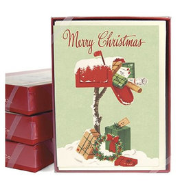Cavallini Papers & Co. Christmas Mailbox Box of 10 Glittered Notecards