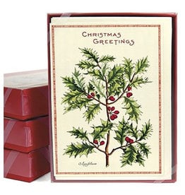 Cavallini Papers & Co. Holly Box of 10 Glitter Notecards