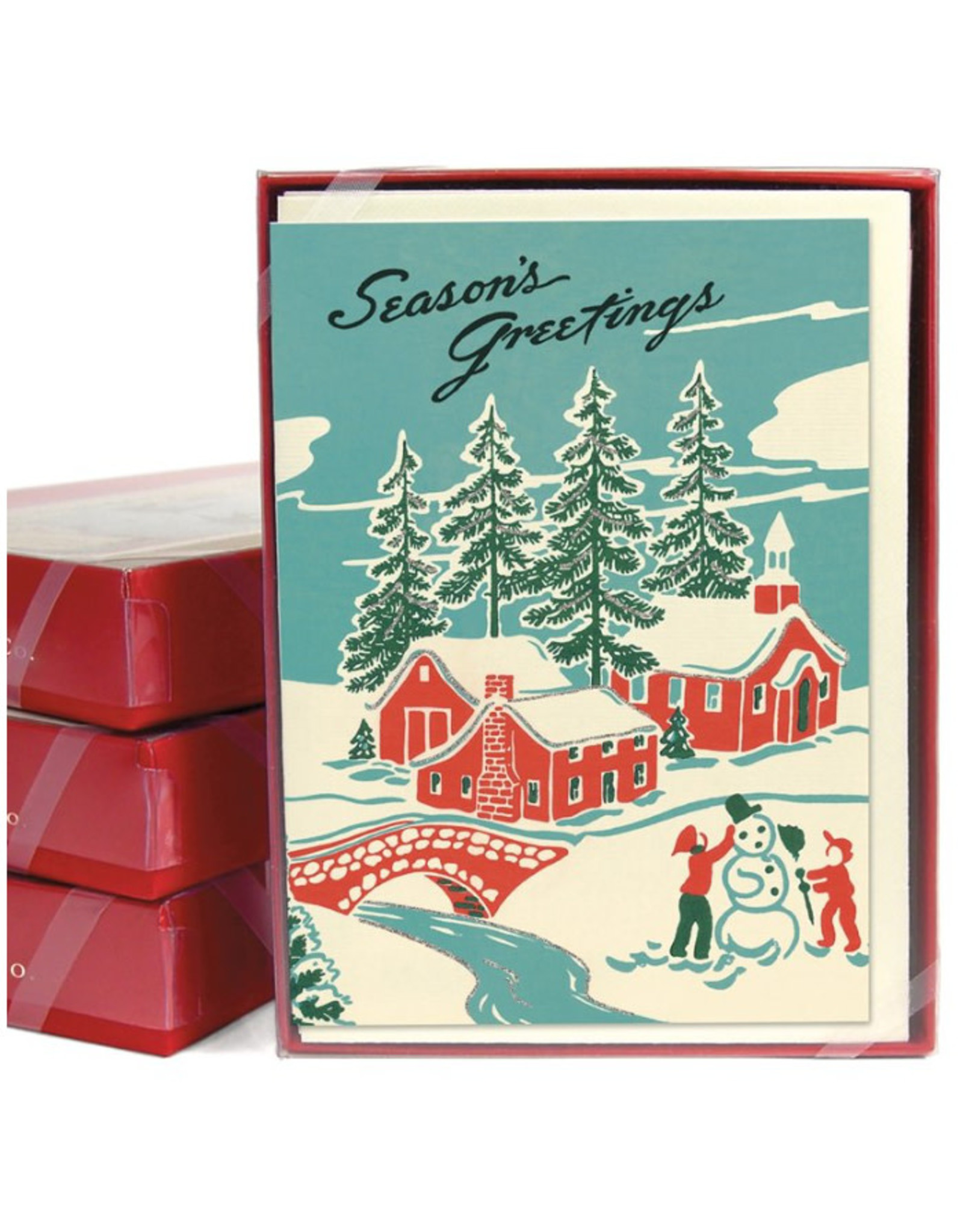 Cavallini Papers & Co. Winter Wonderland Box of 10 Glittered Notecards