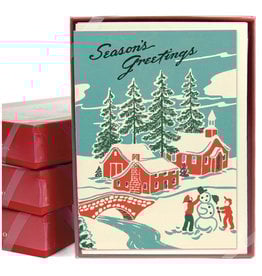 Cavallini Papers & Co. Winter Wonderland Box of 10 Glittered Notecards