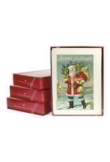 Cavallini Papers & Co. Santa Claus Christmas Glitter Greeting Box of 10 Notecards