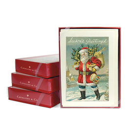 Cavallini Papers & Co. Santa Claus Christmas Glitter Greeting Box of 10 Notecards