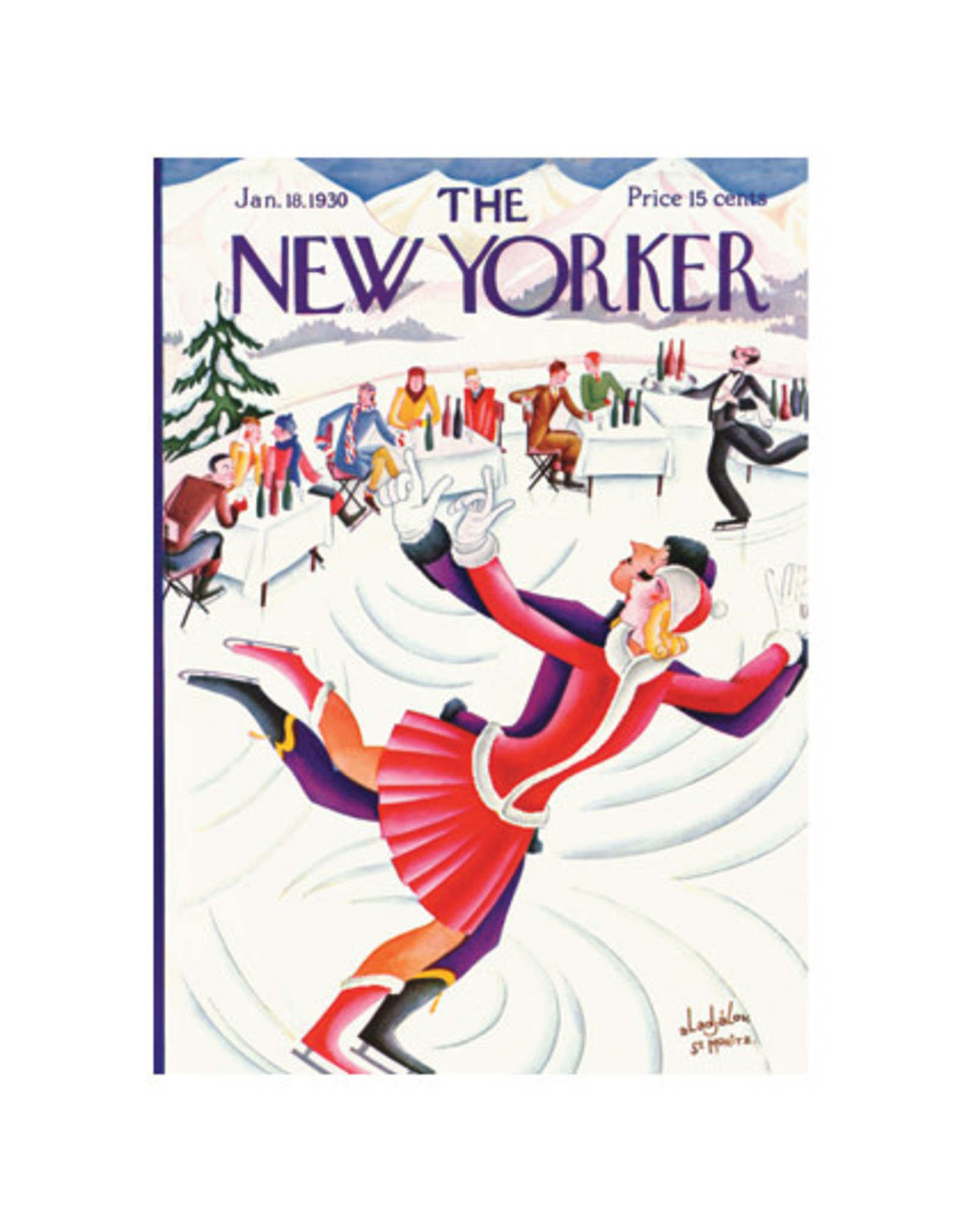 The New Yorker Skating in St. Moritz A7 Christmas Notecard