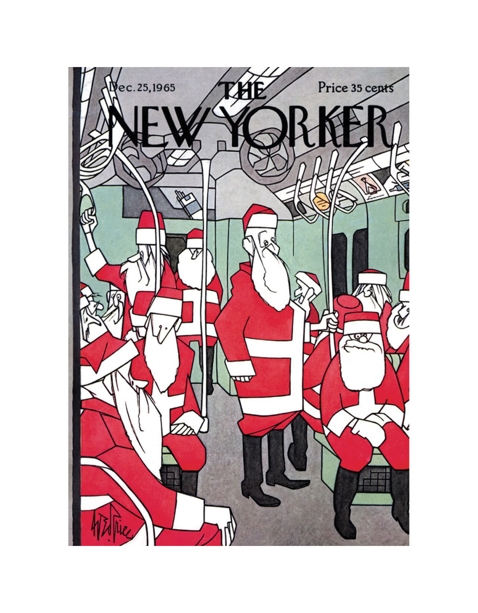 The New Yorker Subway Santas A7 Christmas Notecard