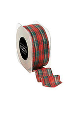 Waste Not Paper 1½" Plaid Wired Christmas Ribbon