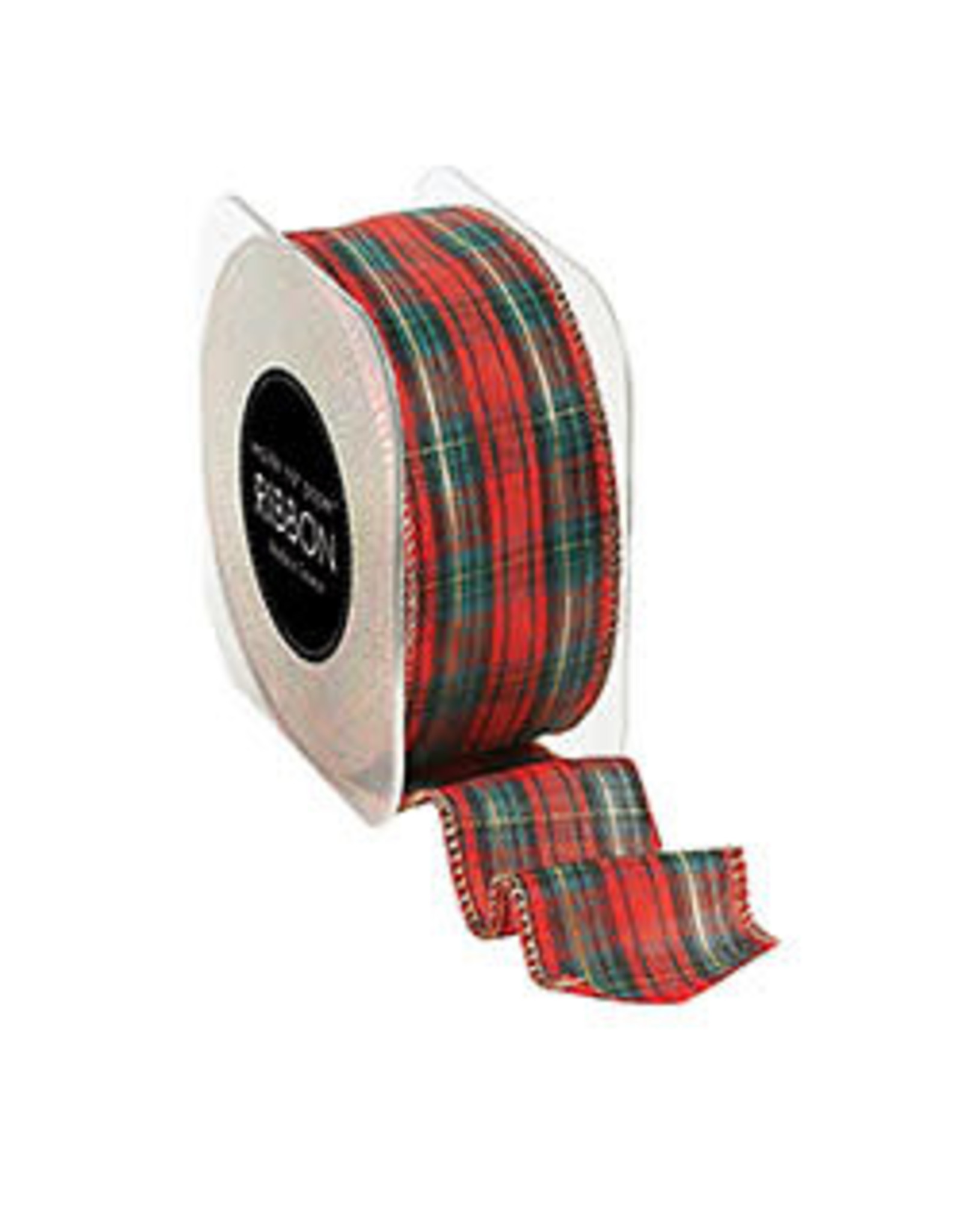Waste Not Paper 1½" Plaid Wired Christmas Ribbon