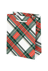 Waste Not Paper Small Holiday Plaid with Foil Bag