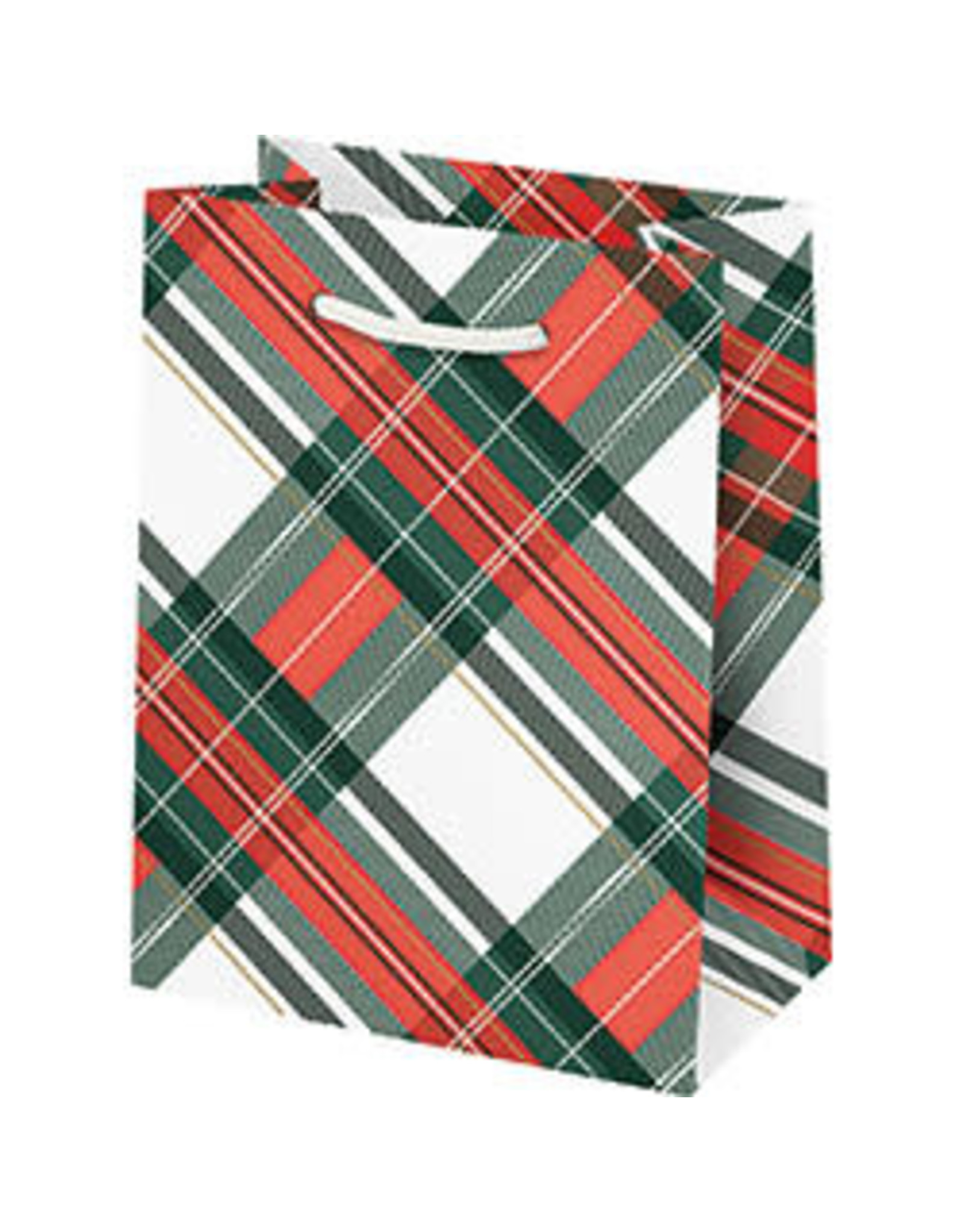 Waste Not Paper Small Holiday Plaid with Foil Bag