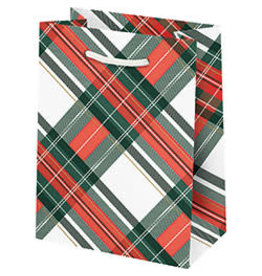 Waste Not Paper Small Holiday Plaid with Foil Bag