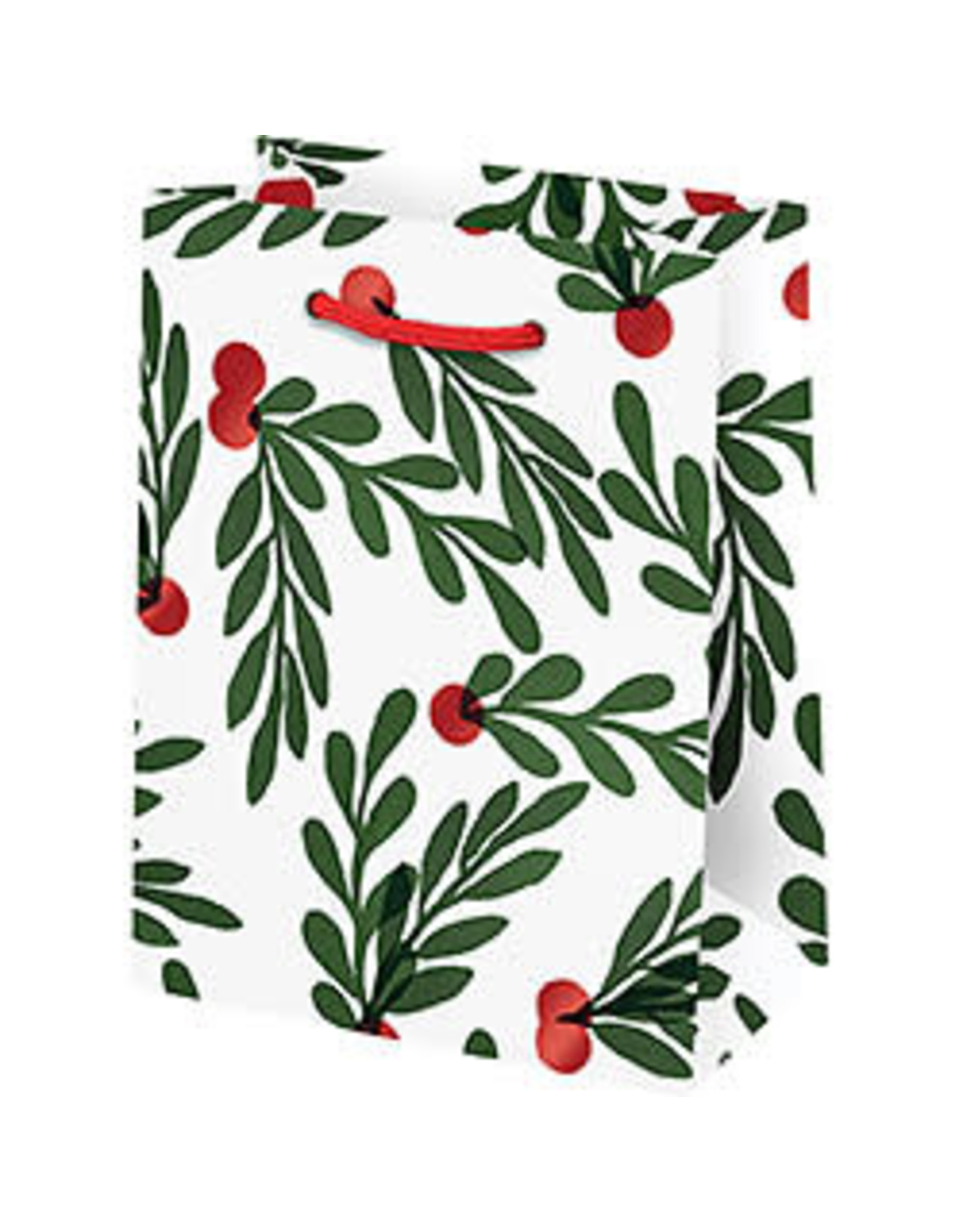 Waste Not Paper Small Red Berries with Leaves Christmas Bag