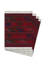 FiberLok Technologies, Inc. Deep Red Zapotec Coaster Rug Set