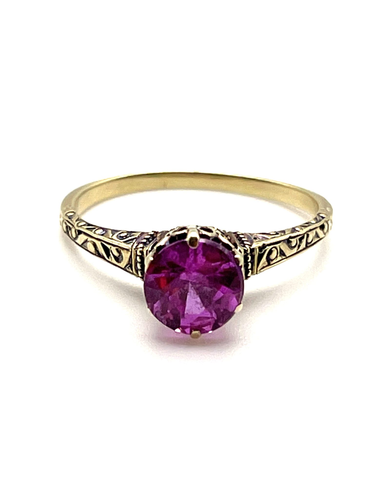 14K Pink Sapphire Ring with Decorative Setting Size 7½