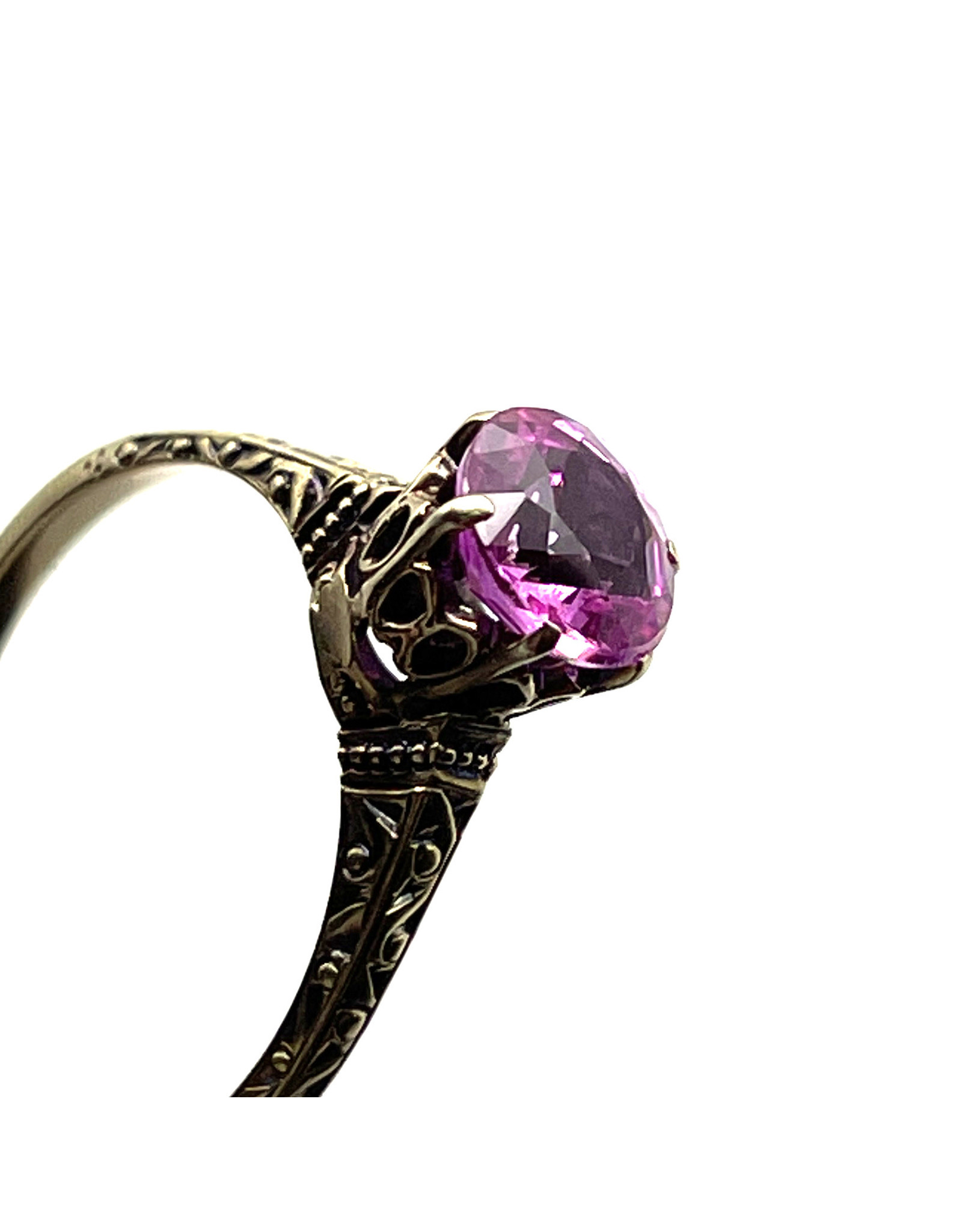 14K Pink Sapphire Ring with Decorative Setting Size 7½