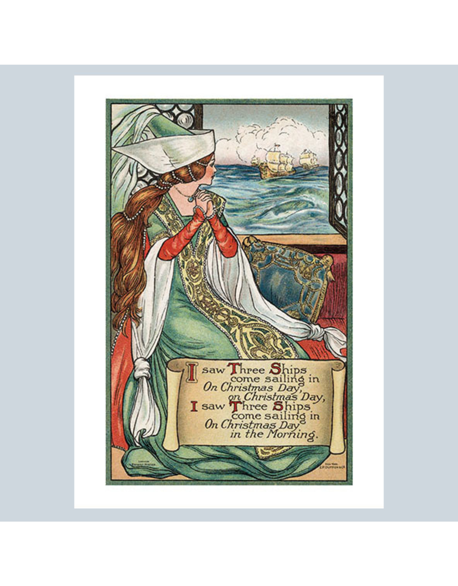 Laughing Elephant Christmas 3 Ships A7 Notecard