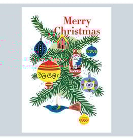 Laughing Elephant Christmas Ornaments A7 Notecard