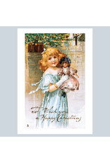 Laughing Elephant Victorian Girl with Doll A7 Christmas Notecard
