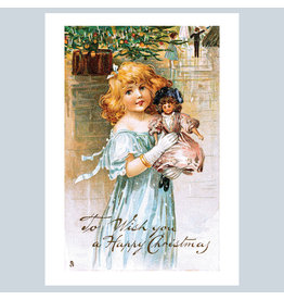 Laughing Elephant Victorian Girl with Doll A7 Christmas Notecard