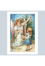 Laughing Elephant A Girl with a Christmas Angel A7 Christmas Notecard