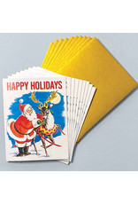 Laughing Elephant Santa & One Reindeer LGB A7 Notecards Box of 10