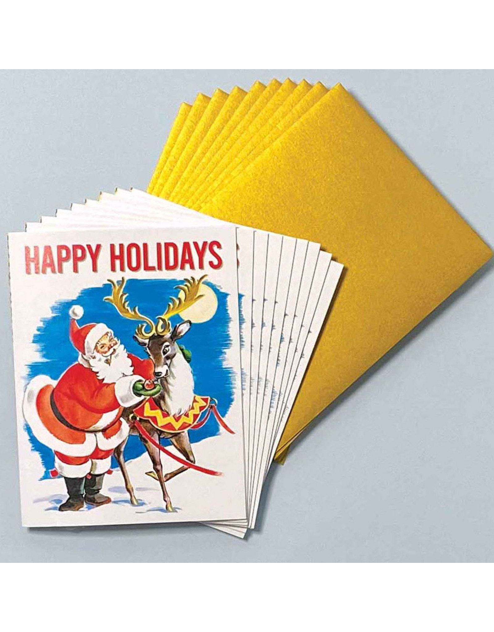 Laughing Elephant Santa & One Reindeer LGB A7 Notecards Box of 10