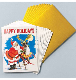 Laughing Elephant Santa & One Reindeer LGB A7 Notecards Box of 10
