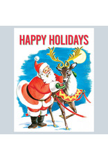 Laughing Elephant Santa & One Reindeer LGB A7 Notecards Box of 10