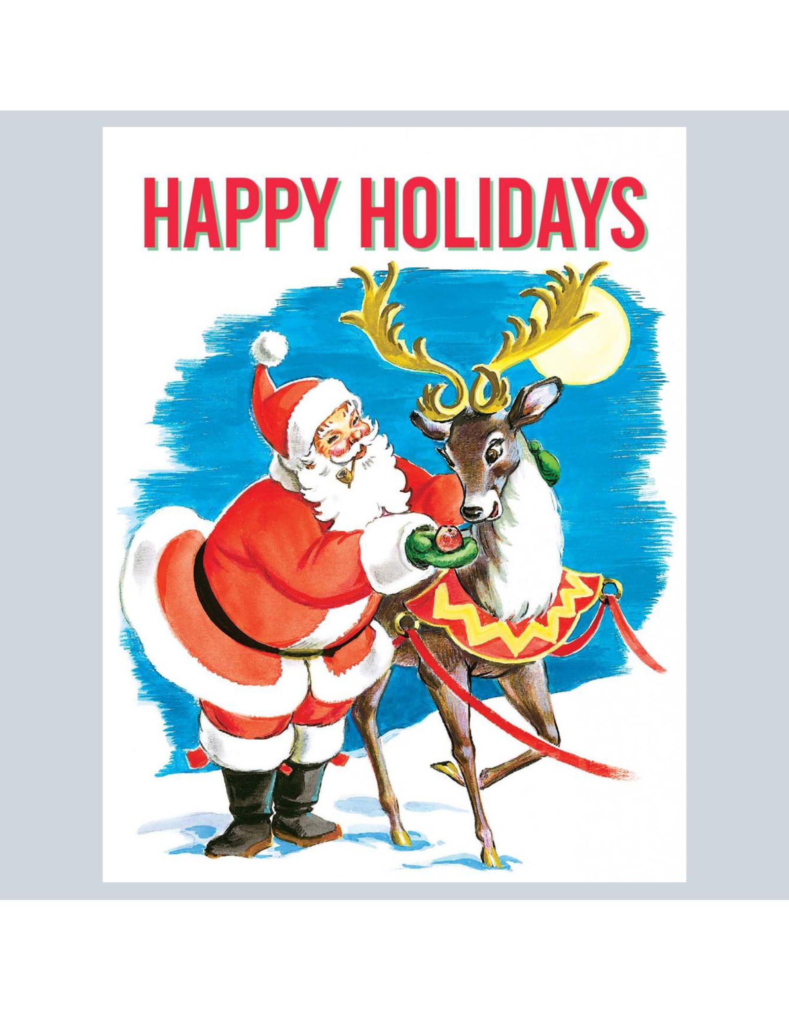 Laughing Elephant Santa & One Reindeer LGB A7 Notecards Box of 10