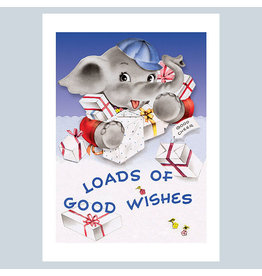Laughing Elephant Baby Elephant with Gifts Birthday A7 Notecard